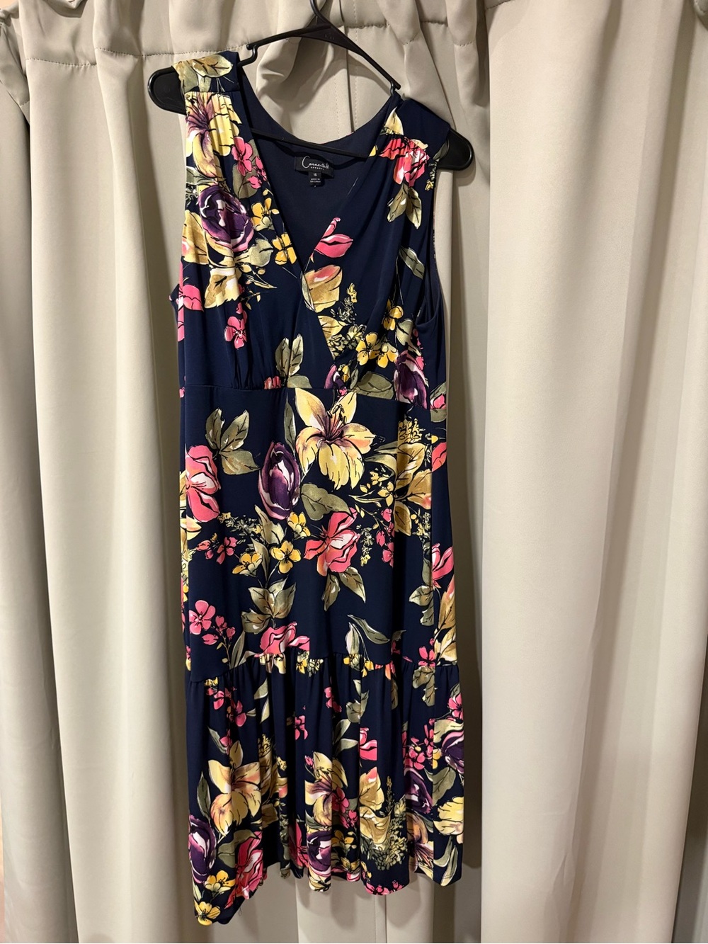 croft & barrow Navy Floral Sleeveless V-Neck Dress